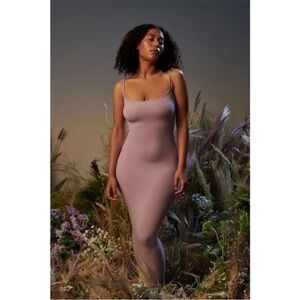Skims Soft Lounge Comfy Ribbed Modal Spaghetti Strap Maxi Dress Orchid Size M